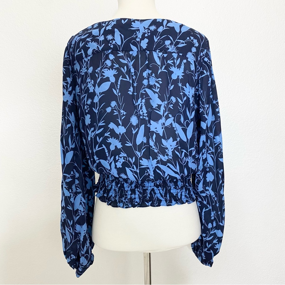 PARKER Floral V-Neck Blue Blouse - Picture 2 of 4